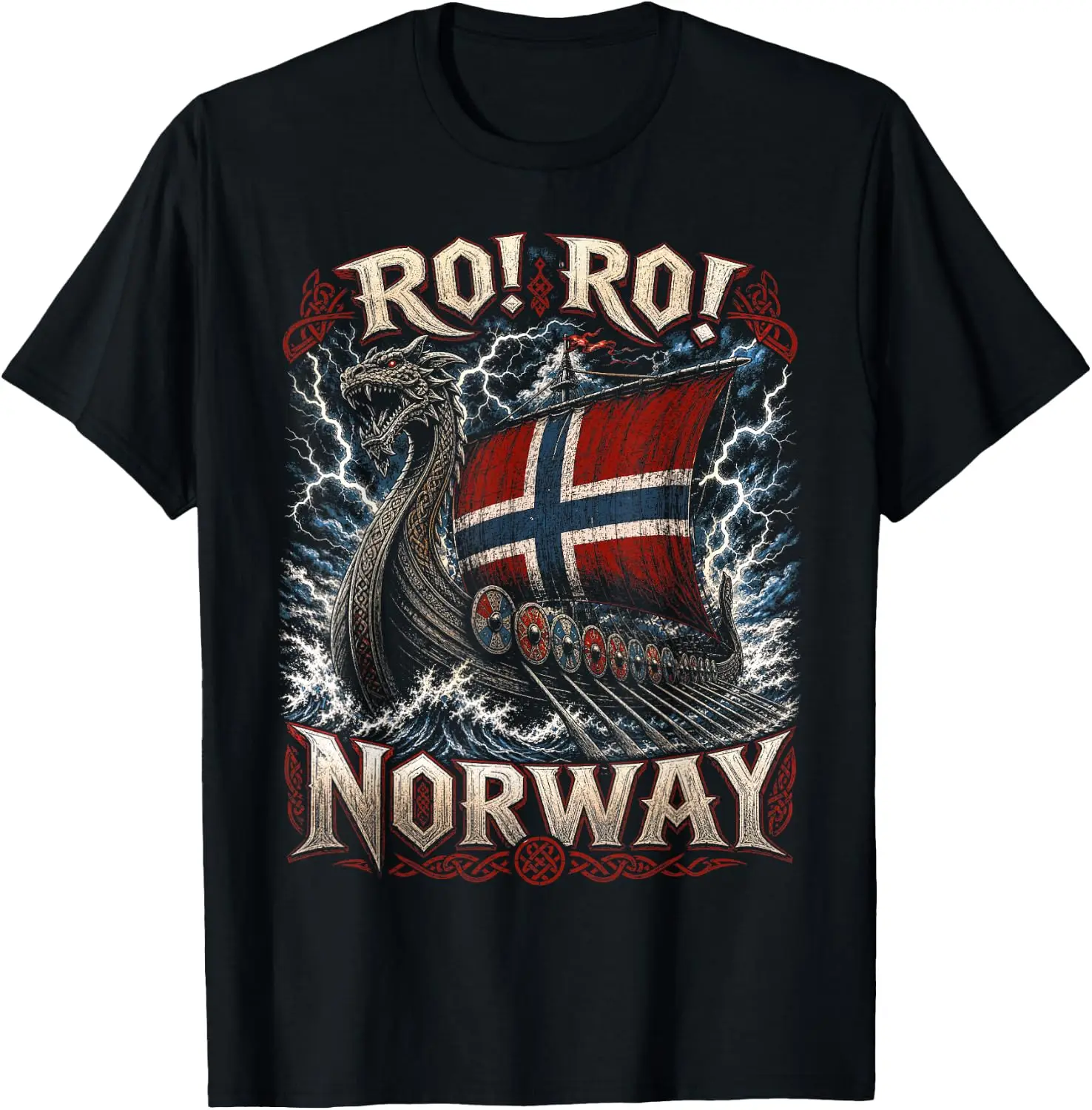 Ro Norway Viking Helmet Norwegian Flag Nordic Pride T-Shirt 100% Cotton Trendy Y2K Short-Sleeve Tee-Soft, Quick-Drying,