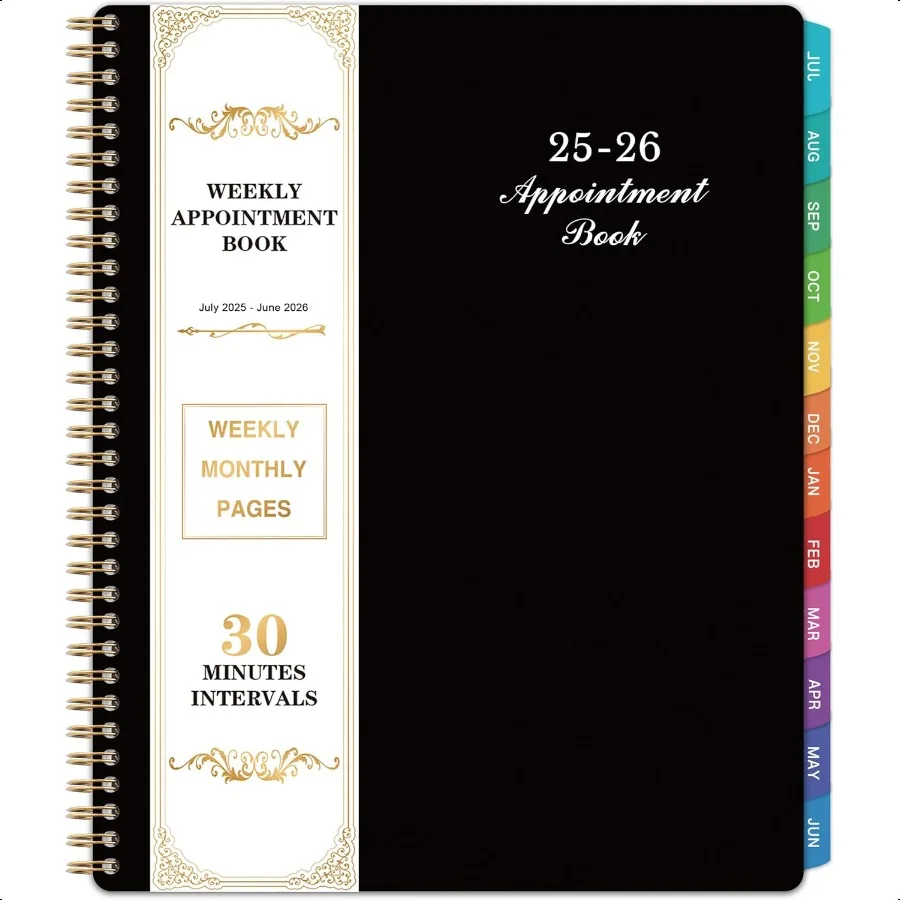 

20252026 Weekly Appointment Book and July 2025 June 2026 20252026 Daily Hourly 9" x 11" Half Hour 30 Mins Interval Colorful M