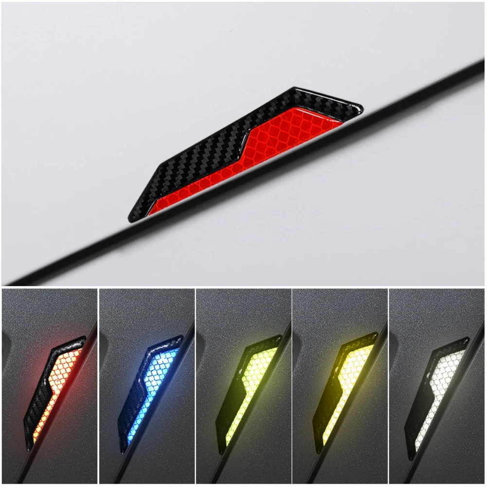 4PCS Car Door Anti-Collision Strip Body Stickers Reflective Warning Stickers Decorative Scratch-Resistant Modified Universal