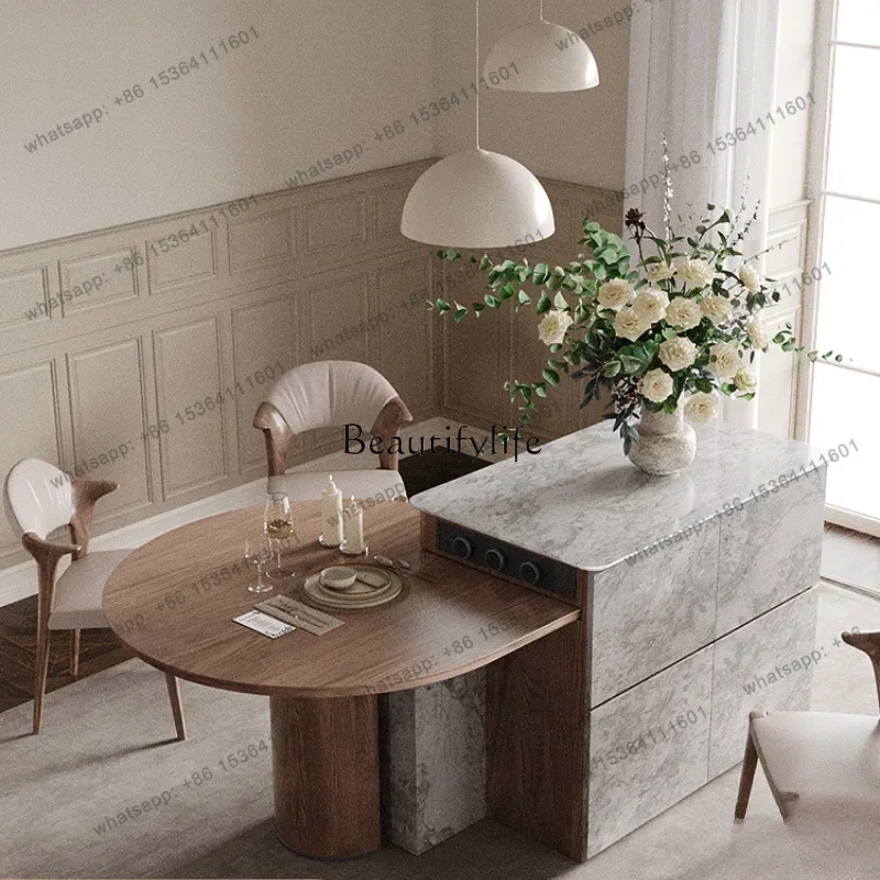 

D30*Kitchen Island Dining Table Integrated Table Home Retractable French Advanced Guide Table