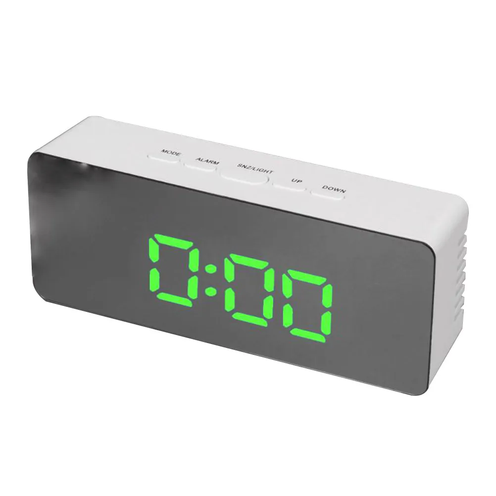 Mirror Led Usb Charging Large Display Digital Alarm Snooze Sleep Function No Battery Usb Powered Clock Multi-Function