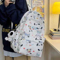 Sanrio Olá Kitty estudante mochila, melodia, desenhos animados, grande capacidade, impermeável, leve, pendurado mochila cão, bonito, novo