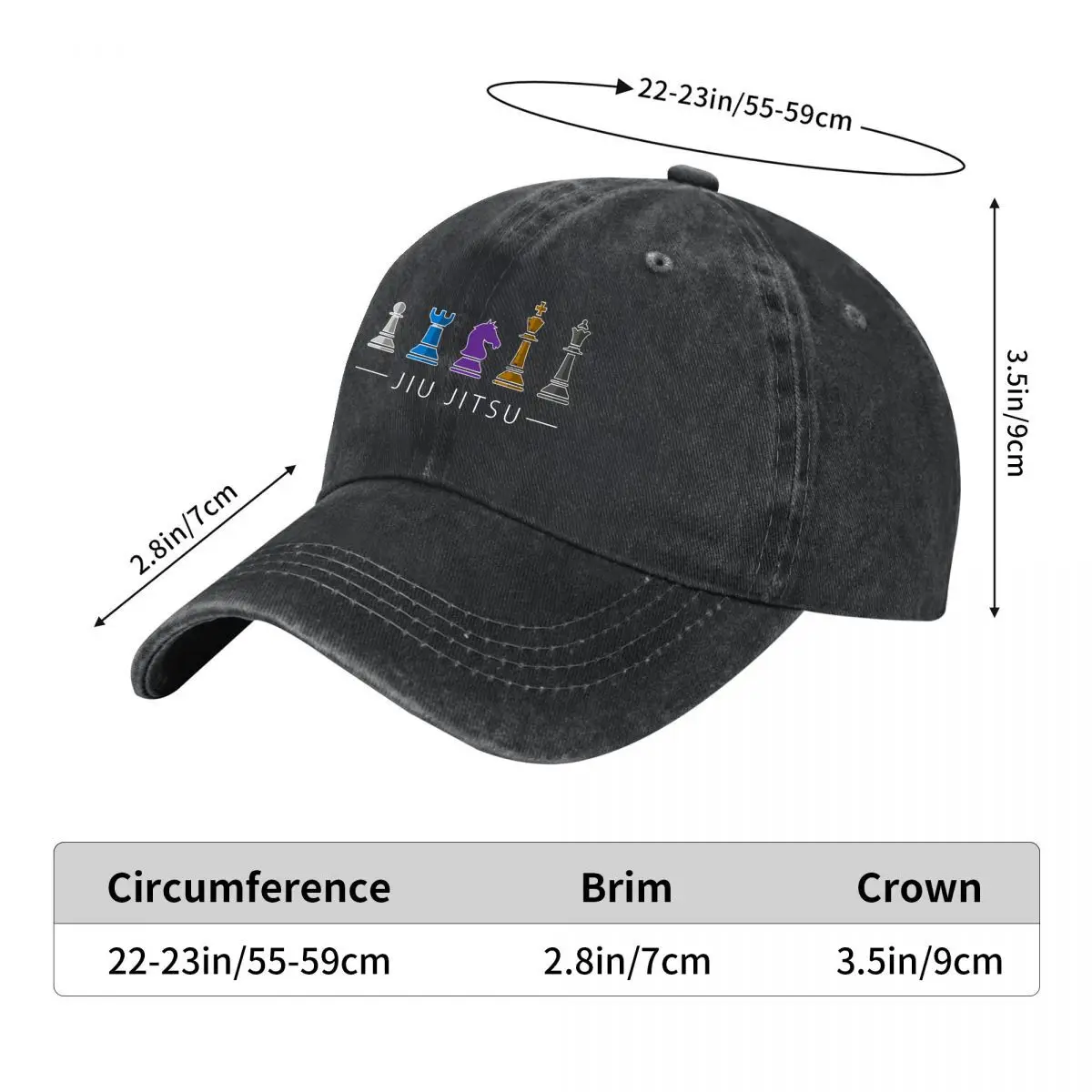 Bjj Brazilian Jiu Jitsu Chess Belt Fighter Graphic t Washed Baseball Cap Hip Hop Sun Hats