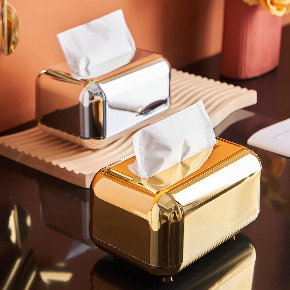 

Tissue Box Holder Golden Napkin Holder Living Room Decoration Accessories Paper Towel Holder Car Tissue Holder