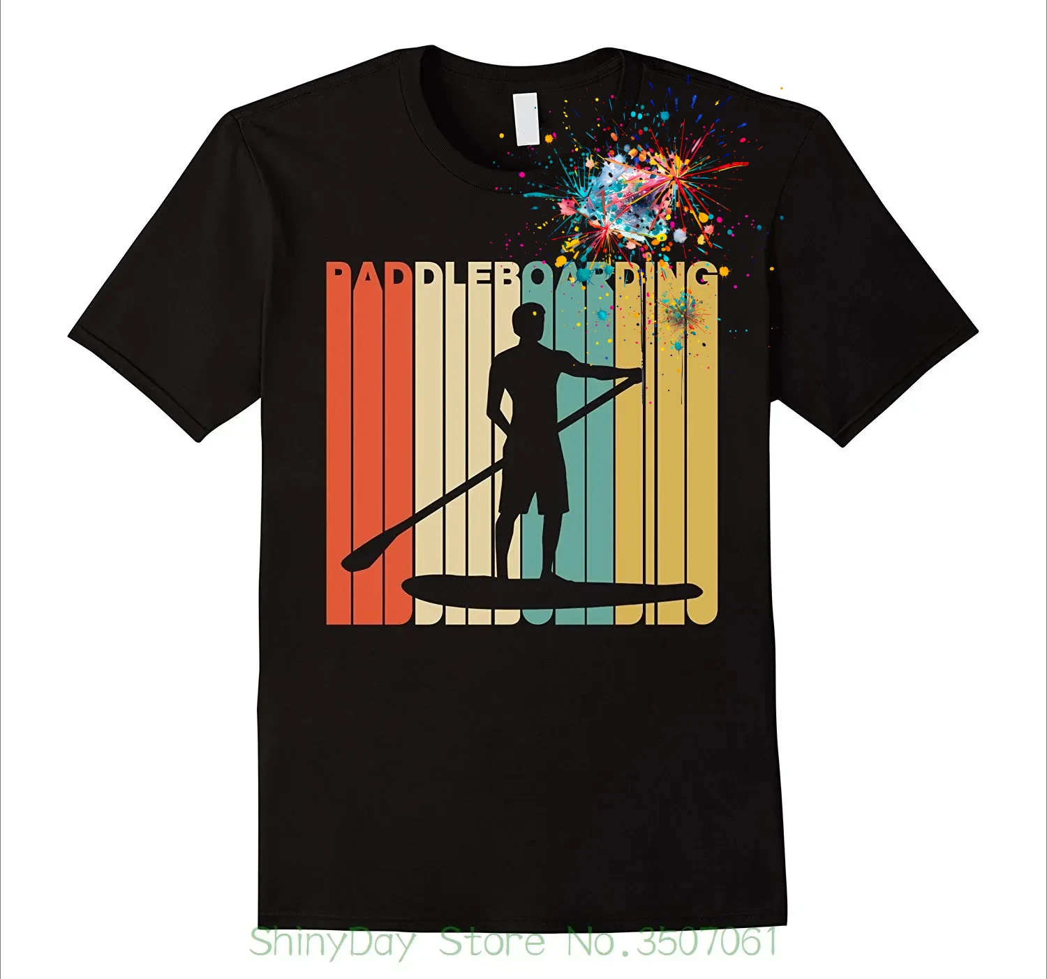 Vintage Paddleboarding Silhouette T-Shirt 100% Cotton O-Neck Summer Short Sleeve Casual Mens T-shirt Size S-3XL