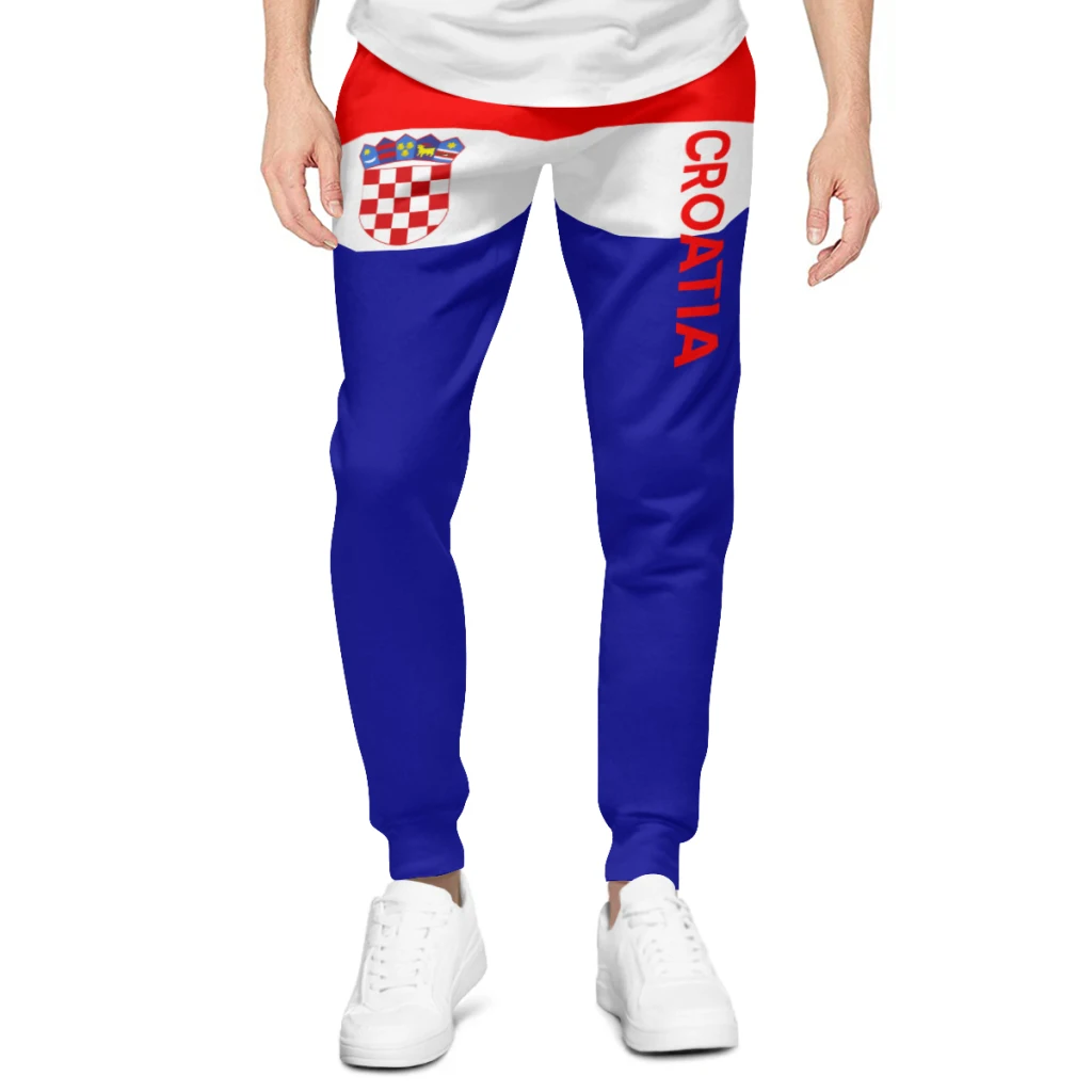 Pantalones de chándal con emblema de la bandera de Croacia para hombre, pantalones con bolsillos para correr, fútbol, deportes multifunción con cordón