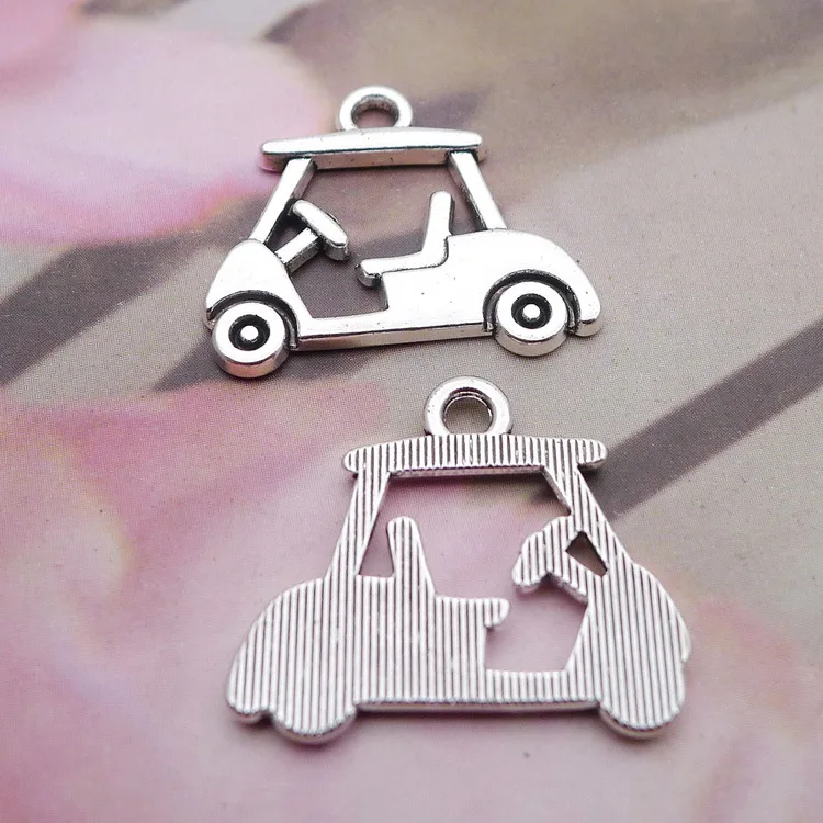 20pcs/lot 17*20mm Antique Silver Color Golf Cart Charm Pendants For Jewelry Making DIY Handmade Craft