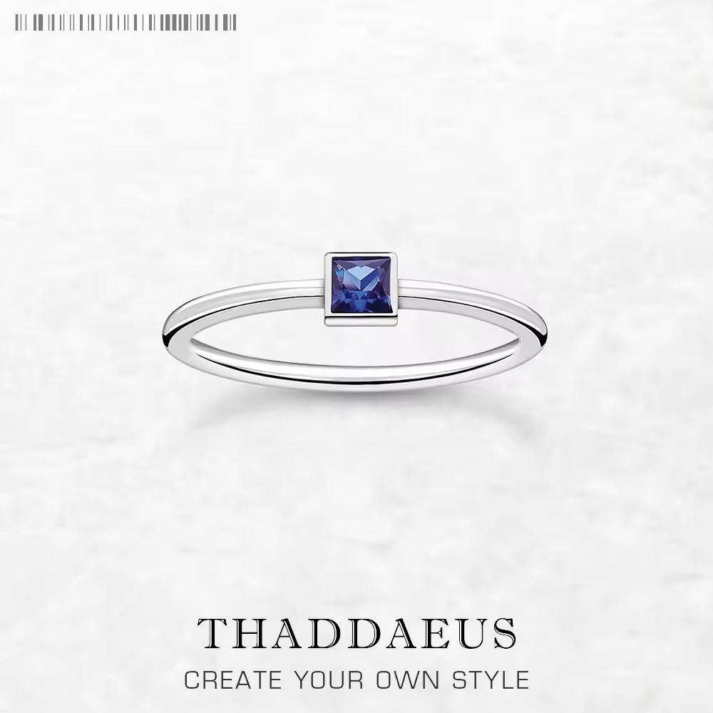 Blue Stone Square Timeless Ring Europe Style Fine Jewerly For Women Romantic Gift In 925 Sterling Silver
