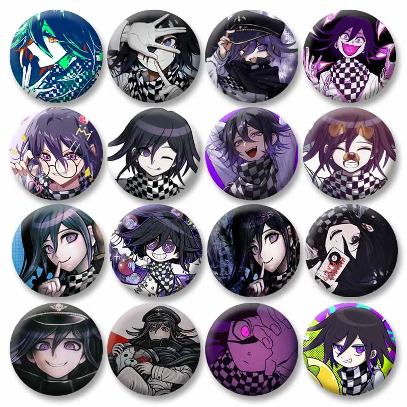 Kokichi Ouma Game Role Coin Badges Handmade Round Snap-in Brooches Cartoon Enamel Pins Bag Shoes Decoration Ornament Friend Gift