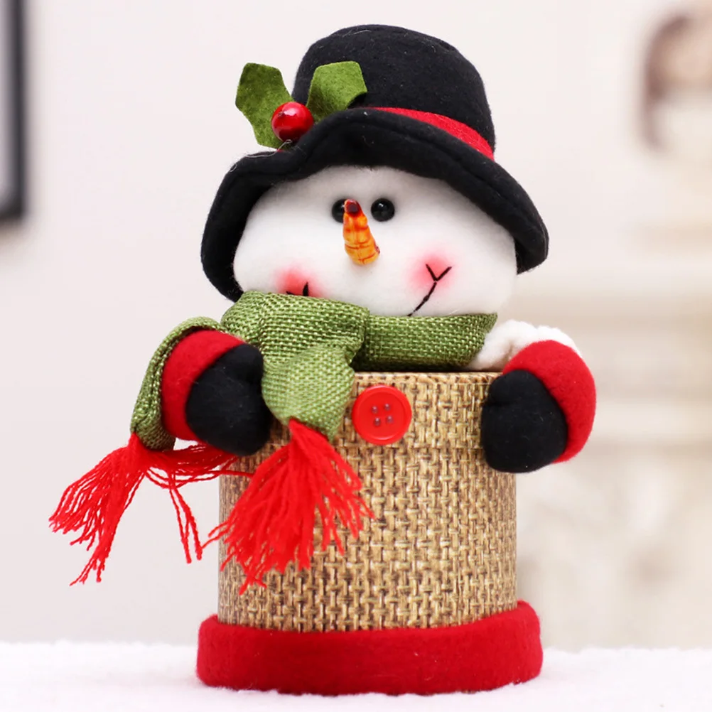 

2 pcs Christmas Candy Box Linen Gift Jar Decorative Storage Tank For Biscuit Chocolate Party Favor Holiday Decoration Festival