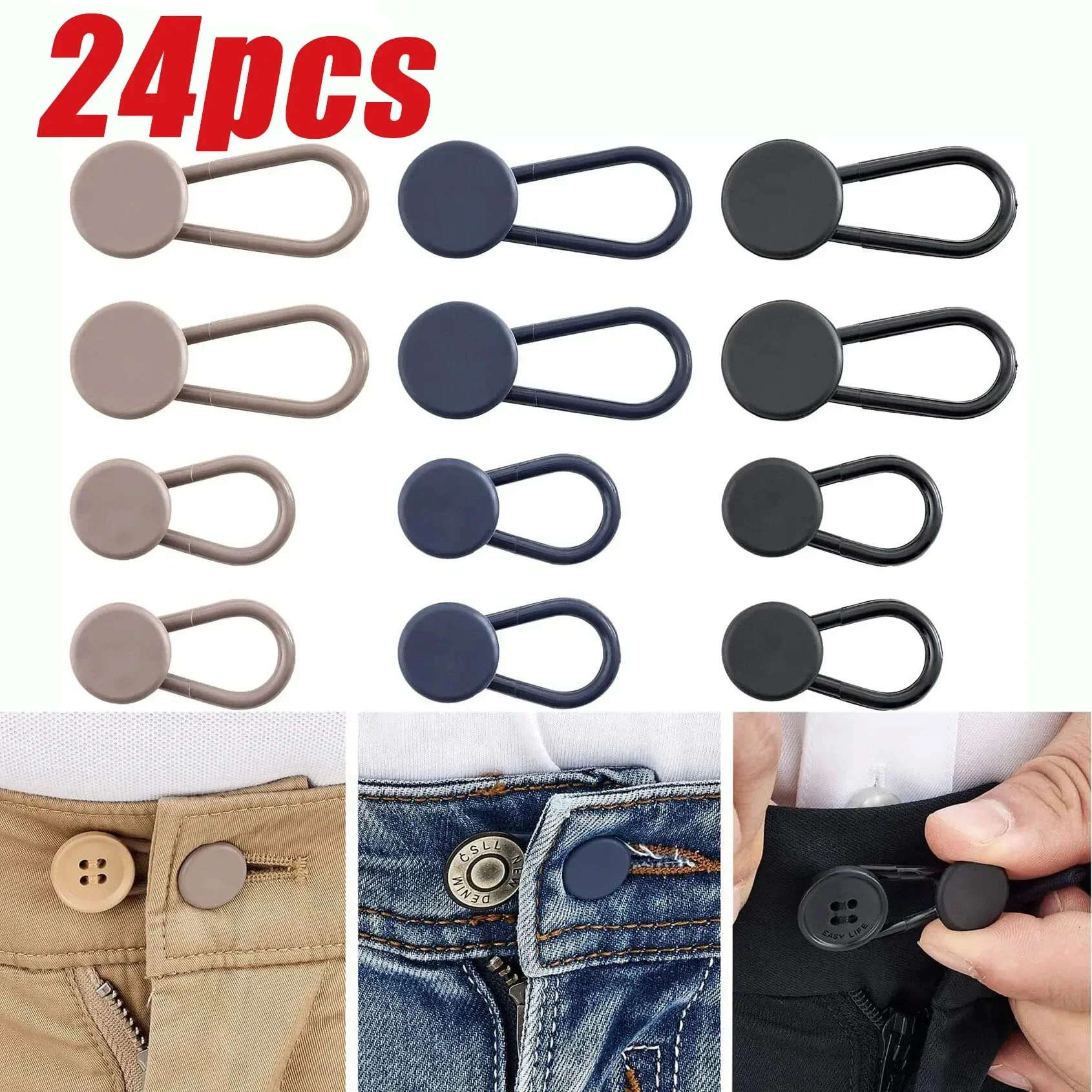 15mm/18mm 12/24pcs Pants Extender Buttons Flexible Waist Extenders for Jeans Pants for Women & Men Pregnancy Jeans Skirt