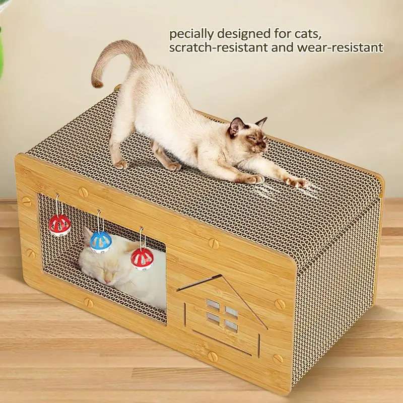 Cat House Cat Scratcher Box Cat Bed Large Scratching Board Cats Nest kitten Scratching Pad Lounge pets cat playing house toys