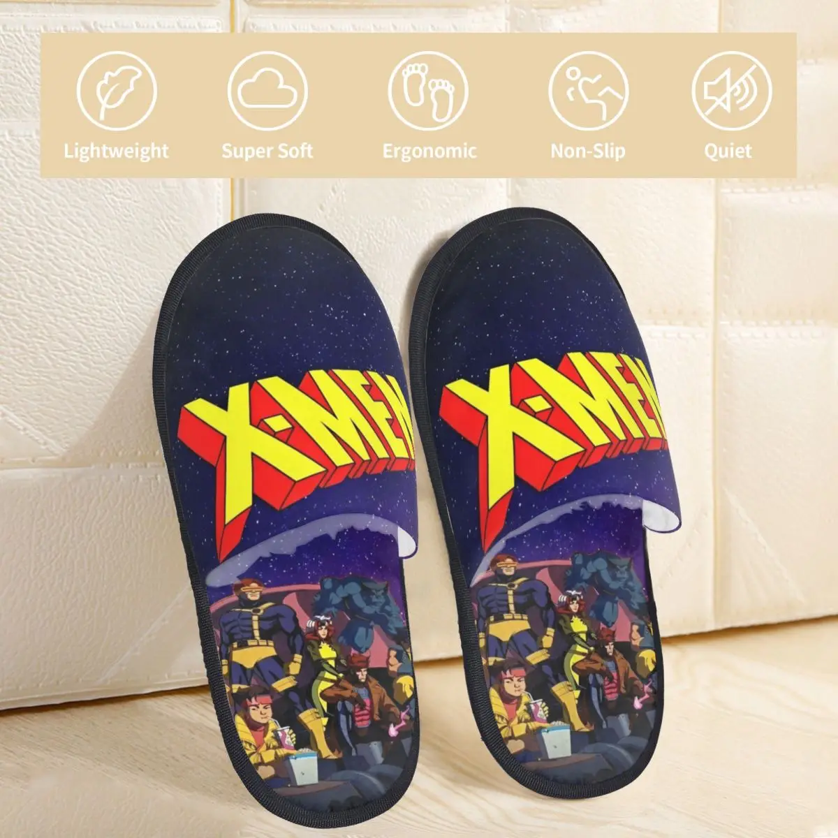 X-MAN X Man Marvel Hero Indoor Slippers with Memory Foam Slipper Gift for Unisex House Shoes with Anti-Skid Sole