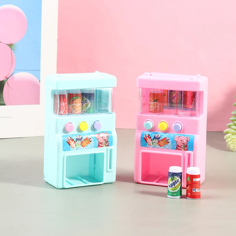 Coin-Operated Vending Machine Kids Simulation Self-Service Vending Machine Mini Coins Drinks Play Toys For Kids Boys And Girls