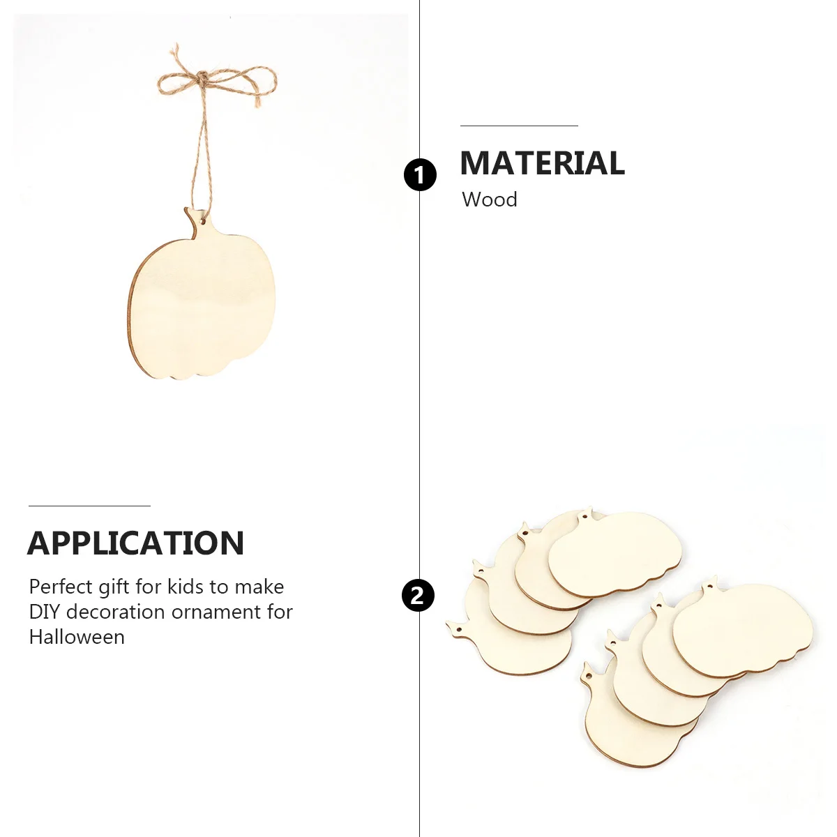 

8Pcs Wooden Pumpkin Ornaments DIY Craft Supplies Unfinished Wood Slice Blank Pumpkin for Halloween Party Decoration