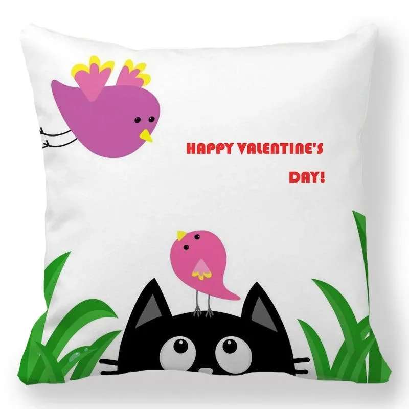 Office Sofa Car Cushion Cover Luxury Home Decoration Pillowcase Creative Valentine's Day Greetings Small Animal Pattern