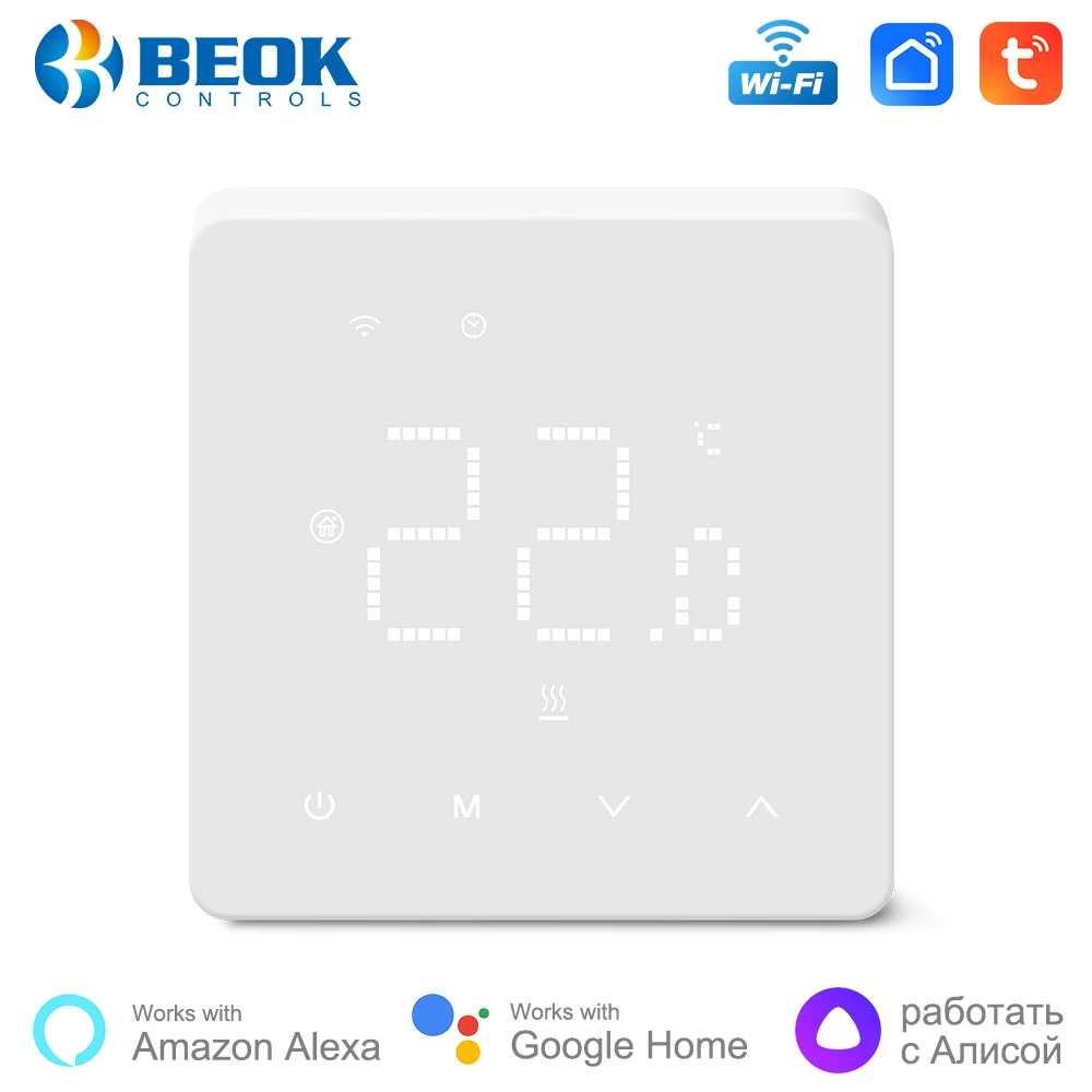 Beok Tuya WLAN-Raumthermostat Fußbodenheizungssystem Thermoregler für Gas- und Elektroheizungen mit Alexa Google Home