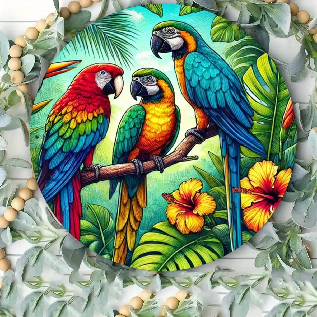 1pc, Parrot Sign Personalized 19.81x19.81 cm Round Tin Sign - Ideal Gift for Men, Women, Friends, Artistic Home Decor for Front