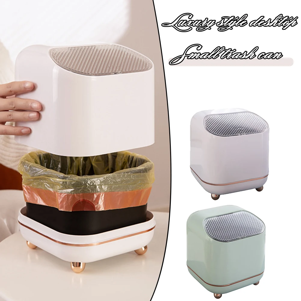 Tabletop Waste Bin With Lid Tabletop Plastic Waste Bin With Press Lid For Home Decoration