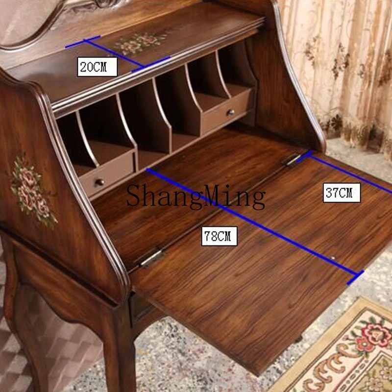 

SM Multifunctional Country Secretary Cabinet, Flip Painted Dresser Furniture Vintage Desk