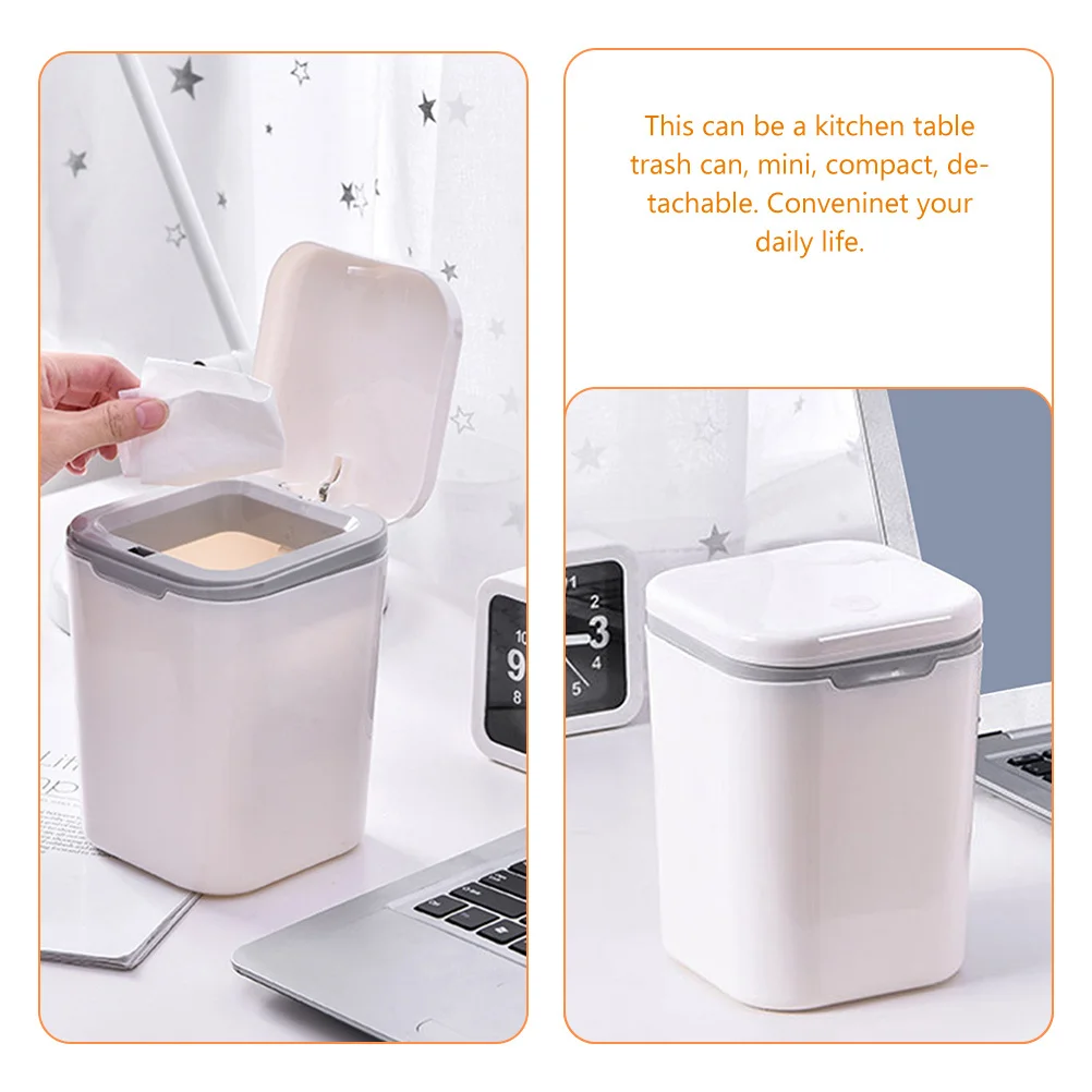 

2Pcs Compact Mini Garbage Cans Desktop Trash Bins Plastic for Home Office Dorm Decorative Waste Trash Can