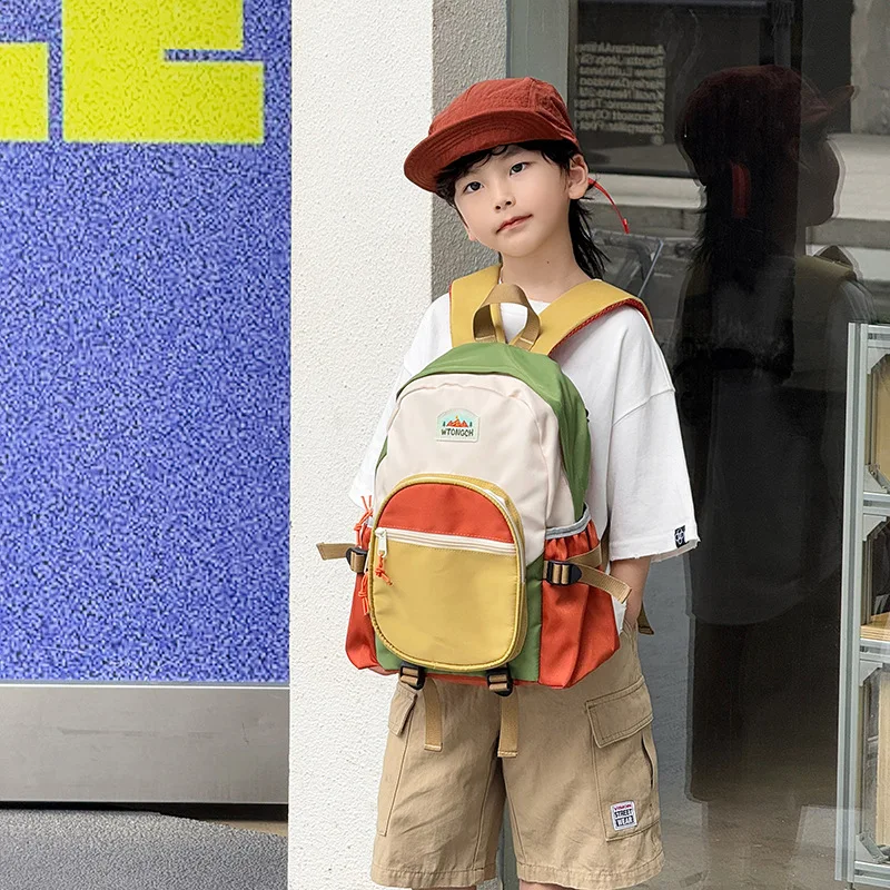 Trendy Lightweight Backpack for Boy Grade 1-6,Color Block School Bag with Padded Straps Back Support,Perfect for New School Year