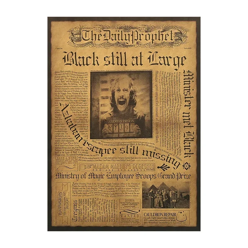 Anime Harries Poster Vintage Kraft Paper Potters Old Newspaper Stickers Series Home Wall Decor Kids Painting Gifts