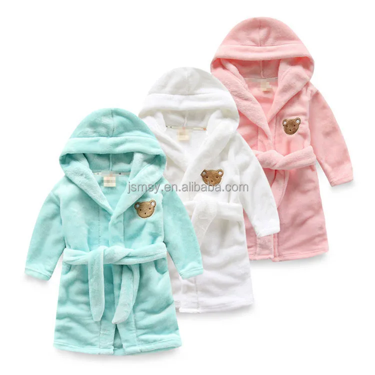 robe baby Kids bathrobe,fleece hooded kids bath robe baby