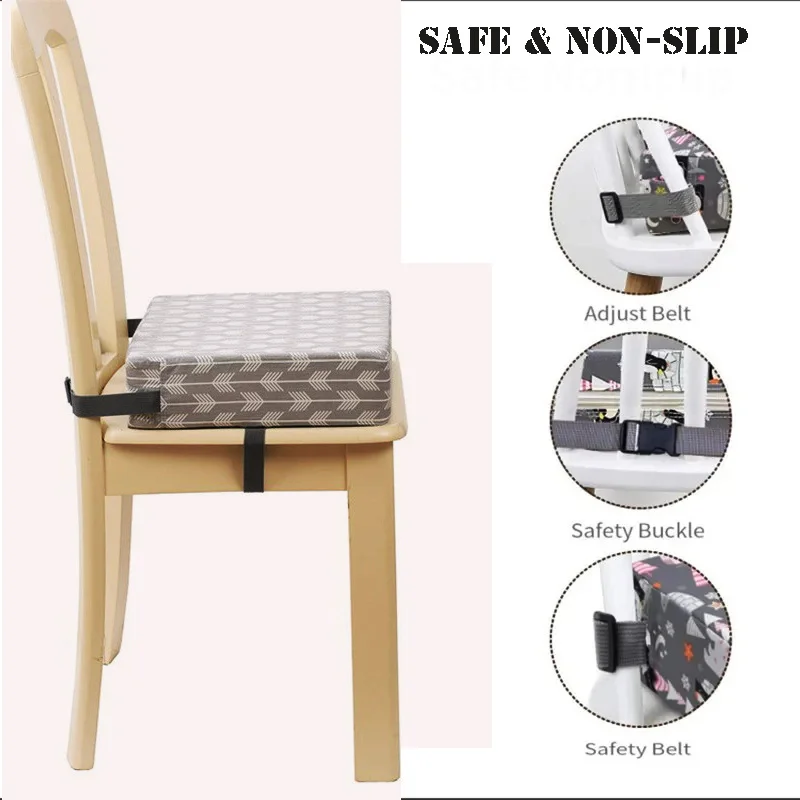 Removable Baby Chair Cushion Adjustable Non-Slip Booster Seats Dining Cushion For Toddler Waterproof Child Safety Seat Pad