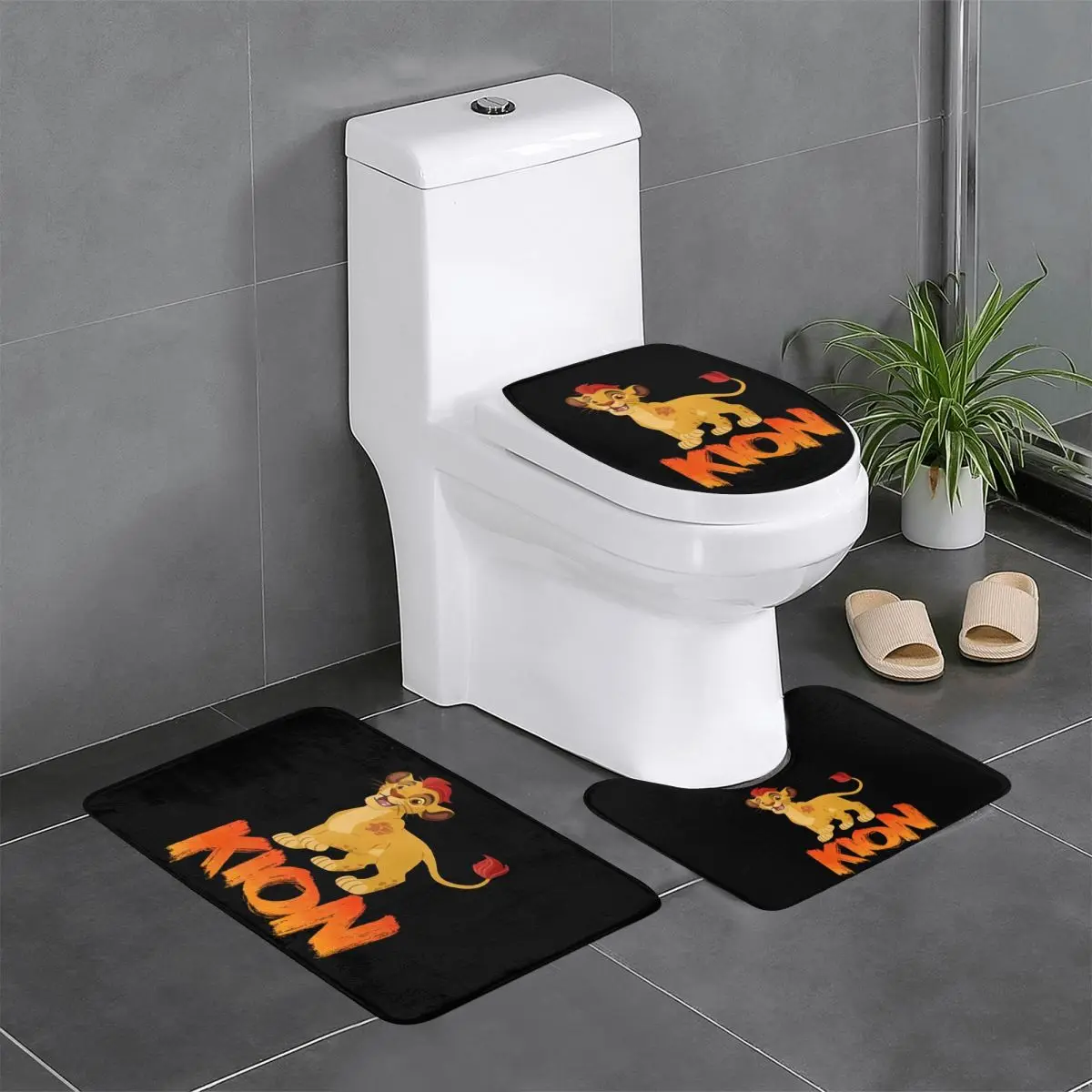 Lion Guard Kion 3 peças tapete de banho conjunto de banheiro tampa de vaso sanitário decoração de casa tapete antiderrapante