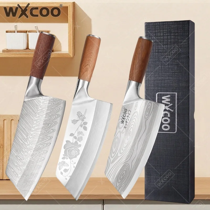 WXCOO Household Chef's Knife Meat Cleaver Stainless Steel Dual-Purpose Kitchen Slicing Chopping Knife Bone Cutter