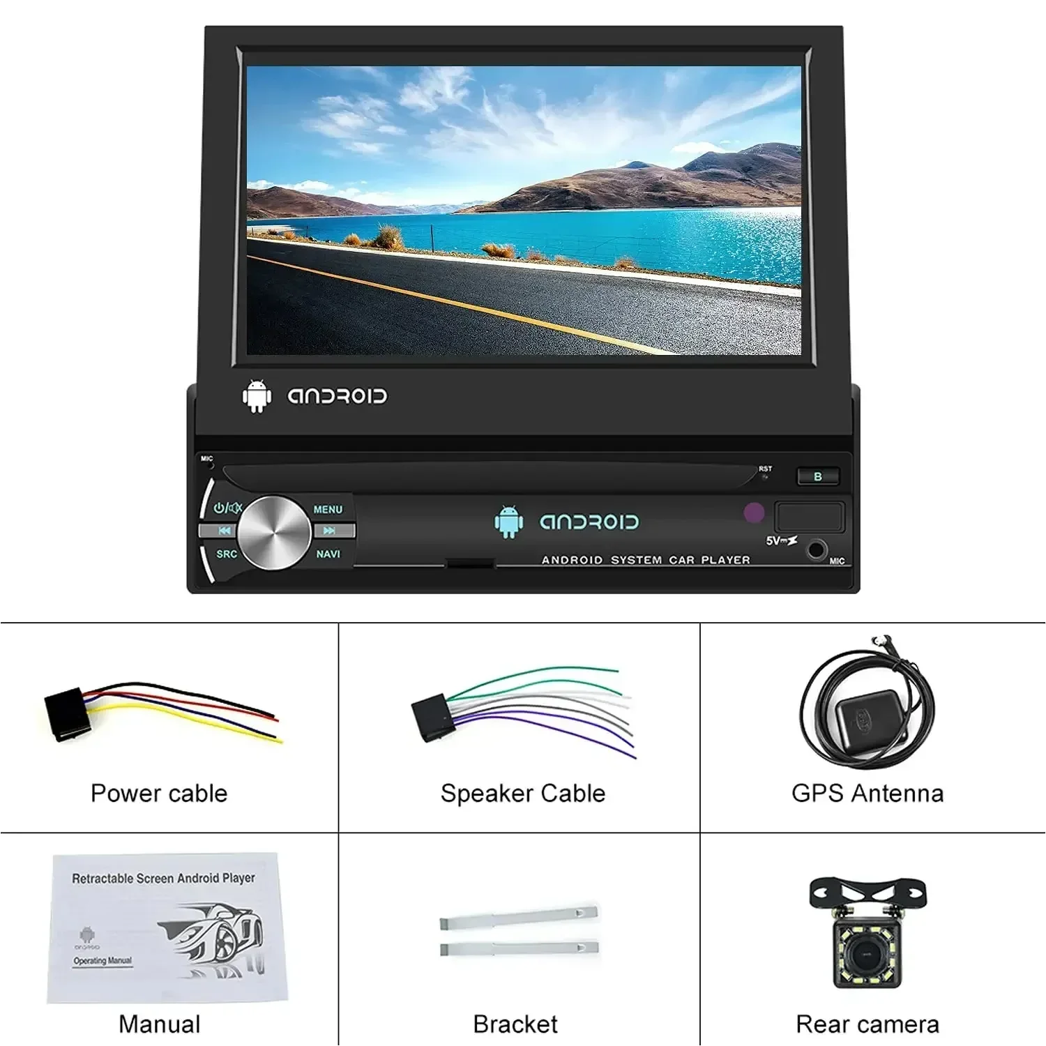 Retractable Roadstar 9601C 9603 Car Universal Radio 7inch Radio MP5 Player Android 1 Din