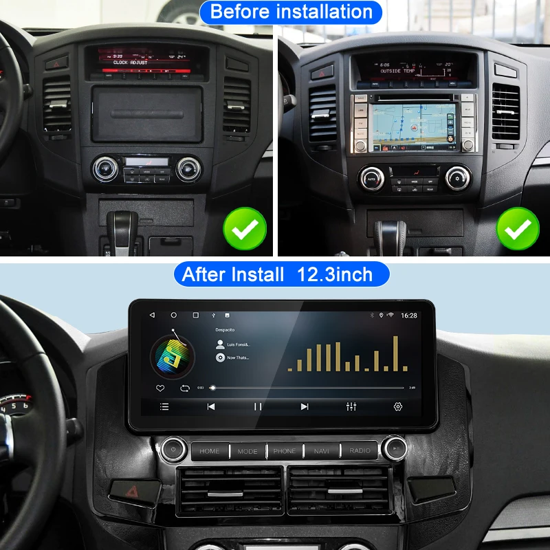 For Mitsubishi Pajero V80V87 V88 V90 V93 V97 V98 2012-2016 12.3-inch Android 15.0 Car Radio Multimedia Player Wireless Carplay
