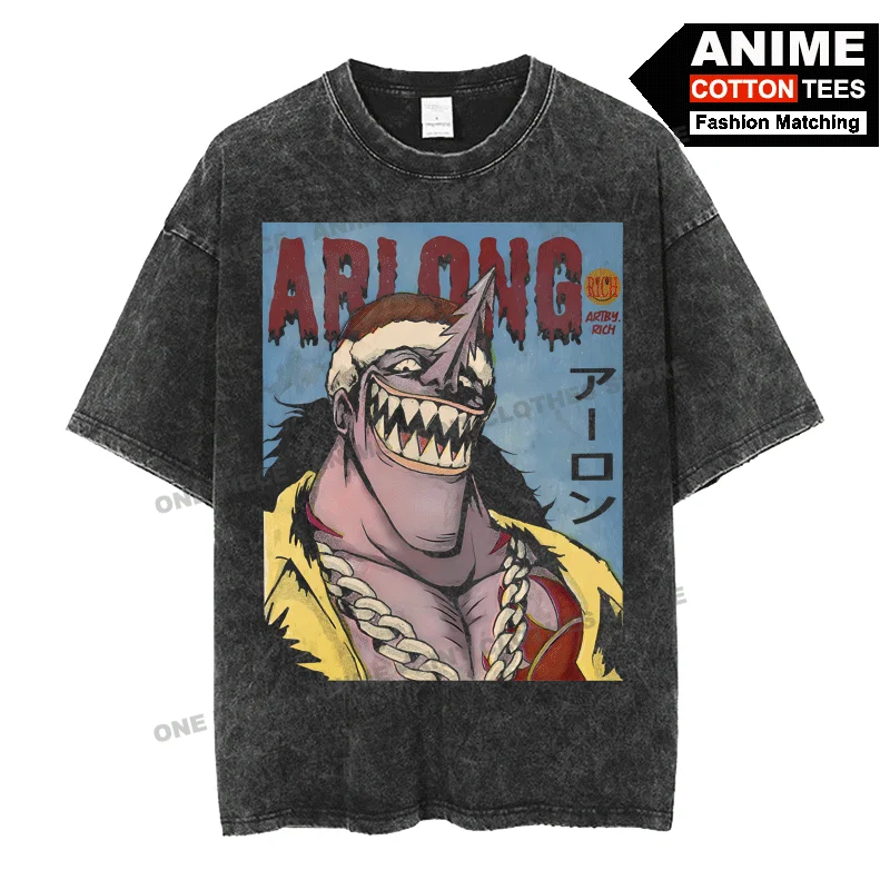 

Anime Peripheral Clothing ONE PIECE - Sun Pirate Group · Arlong Print T Shirt Street Men Women Short Sleeve Cotton Loose Tees