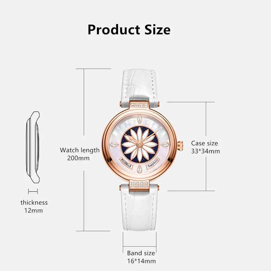 RUIMAS Women's Watch Automatic Mechanical Watches Sapphire Ladies Clock Top Brand Luxury Fashion Female Wristwatch Leather 6776