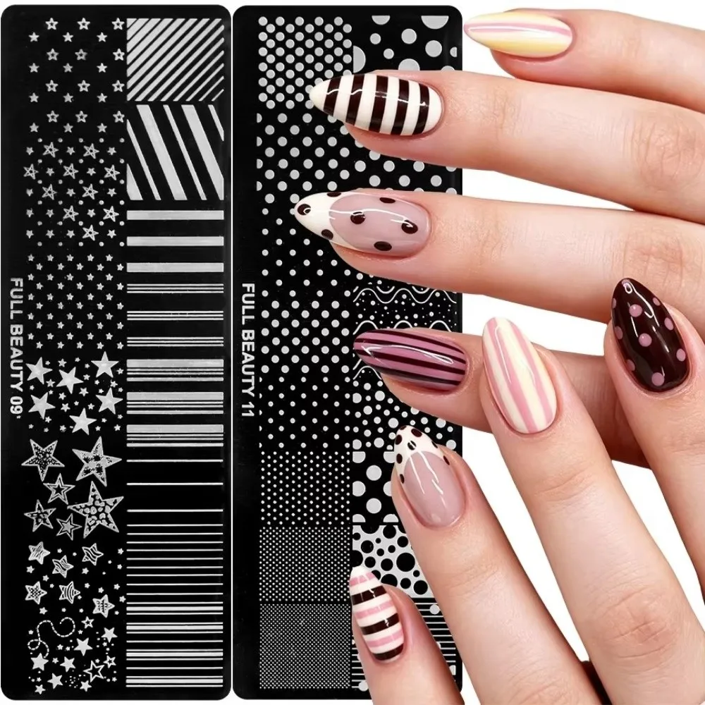 DIY Stainless Steel Nail Stamping Plate Polka Dot Star & Stripe Nail Art Template Nail Template Print Tool for Women