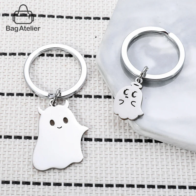 Porte-clés de couple de dessin animé mignon, pendentif créatif, puzzle en acier inoxydable, porte-clés de voiture, breloque de sac, décoration, cadeau de la fête des Léons