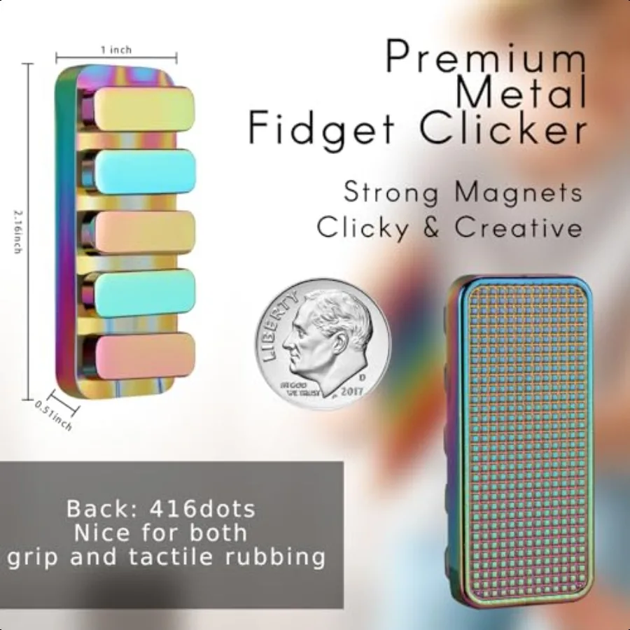 Zappelspielzeug für Erwachsene, Metall-Fidget-Slider, EDC, magnetischer, haptischer Fidget-Clicker mit 3 Geräuschstufen, laut, leiser, leiser Fidge für Erwachsene