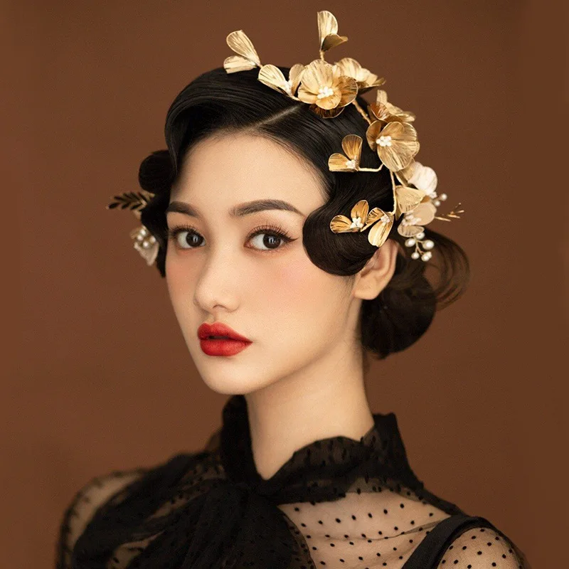 Bridal Headwear Wedding Hair Accessories Flower Headband Wedding Hair Jewelry Prom Hair Vine Gold/Silver Color Flower Tiara ML