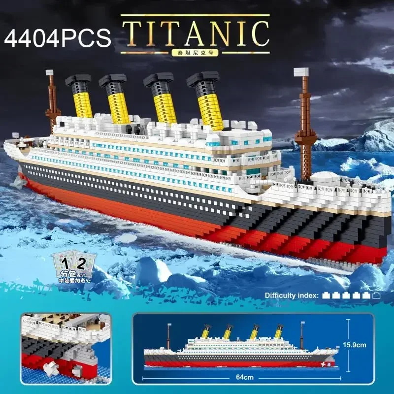 

4404PCS Titanic Building Blocks Cruise Ship Mini Assemble Bricks Model Toys Kits Desktop Decoration Christmas Gifts For Children