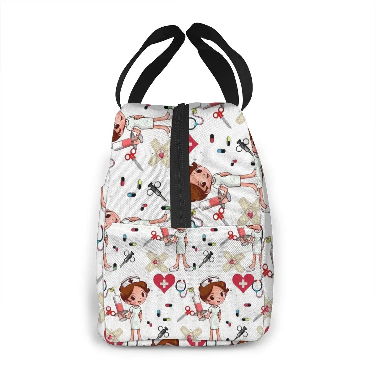 Portable Lunch Bag Cartoon Nurse Pattern Thermal Insulated Lunch Tote Cooler Handbag Bento Pouch Container School Food Bags