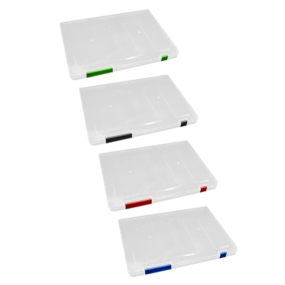 4 Pcs A4 File Folder Storage Box Portable Document ganizer Case for Office Home School Plastic Paper Filing Box