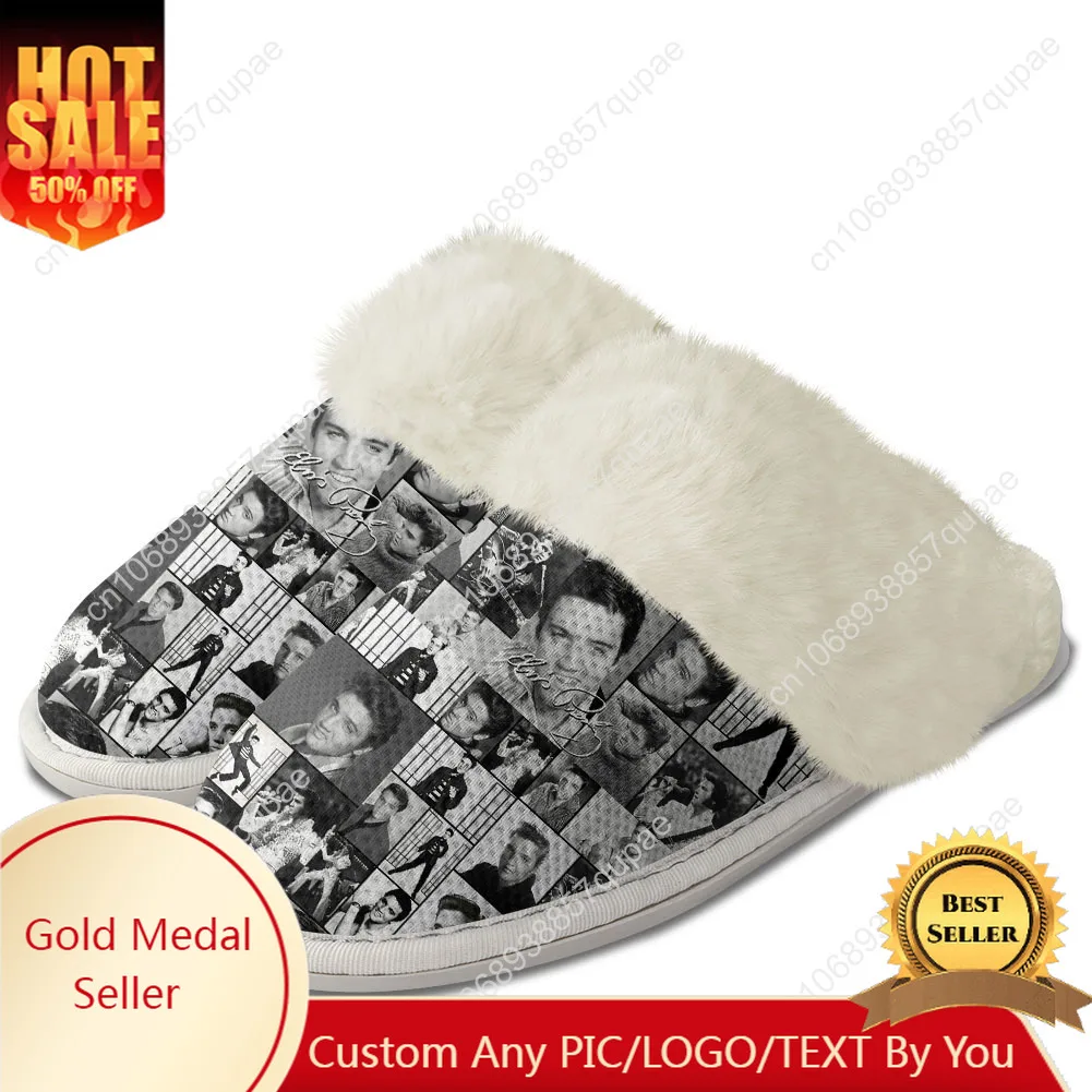 Elvis Aaron Presley Plush Slippers Keep Warm Shoes Mens Womens Home Cotton Bedroom Customized Thermal Lightweight Slipper DIY