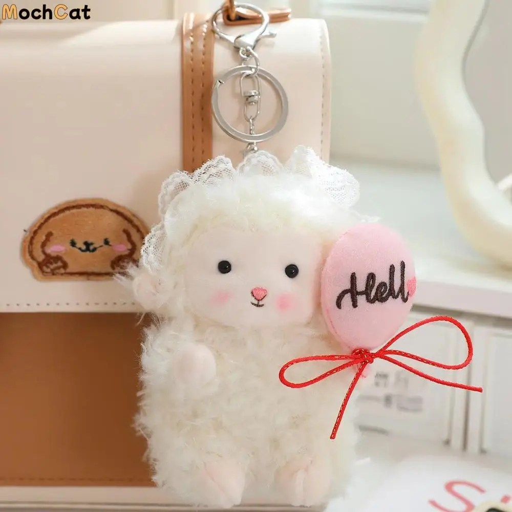 

Cartoon Cute Lamb Plush Keychain Soft Kawaii Little Lamb Dolls Pendant PP Cotton Hanging Fluffy Sheep Keyring Bag Charm
