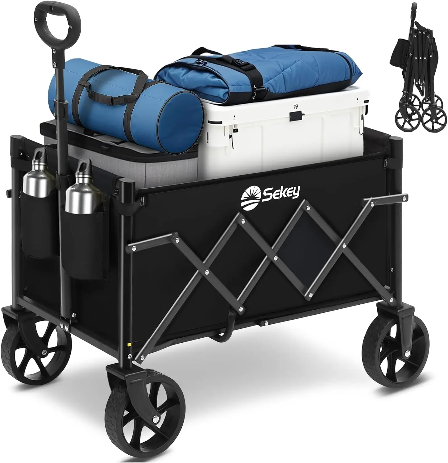 Carritoir à main pliable petit 70 L 80 kg, chariot à main, chariot de courses pliable, chariot de camping avec poignée réglable en hauteur