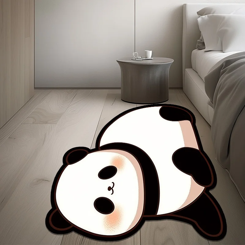 

Cartoon Bedside Rug Decoration Bedroom Panda Carpet Irregular Floor Mat for Living Room Kids Room Non-Slip Baby Playmats Mat