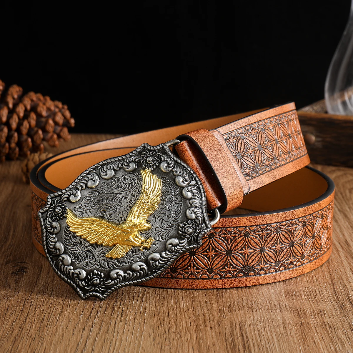 

Flying Eagle 3.7cm wide men's and women's Western Cowhead Cowboy style Cowhead Belt Buckle Trendy Belt Smooth Buckle Pattern Pri