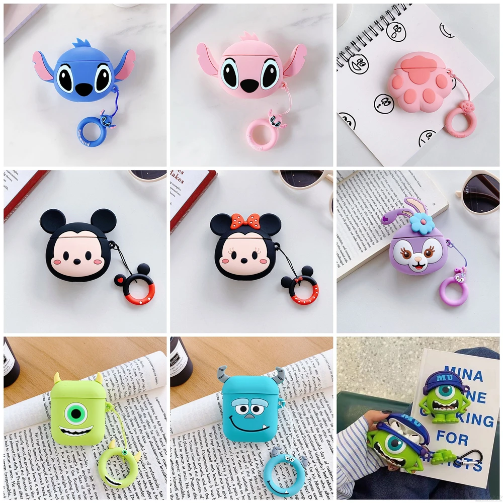 Funda de silicona con dibujos animados de Disney para Airpods 1 2, funda protectora para auriculares inalámbricos con Bluetooth, funda de carga para Airpods Pro