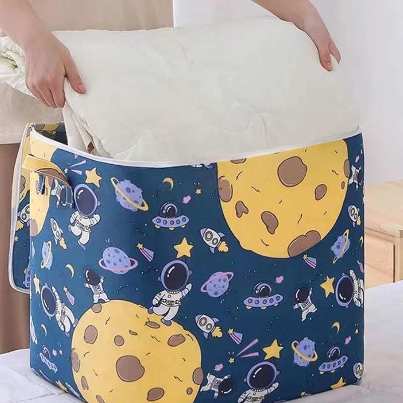 Clothes Storage Bins Cute Teddy Bear Quilt Storage Bag Wardrobe Sorting Storage Bucket Closet Storage Box Blanket Sorting Box