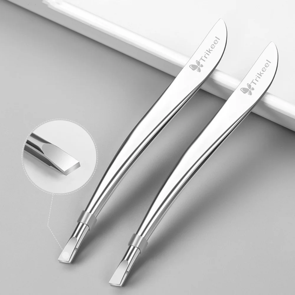 

Stainless Eyebrow Tweezers Anti-fingerprints Comfortable Slanted Eye Brow Clips Durable Tilted Fine Hairs Puller